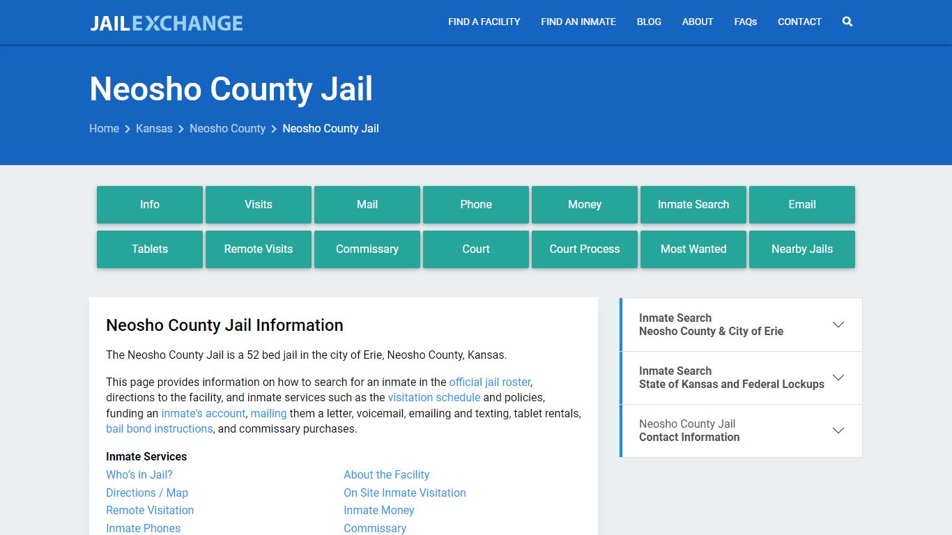 Neosho County Jail, KS Inmate Search, Information