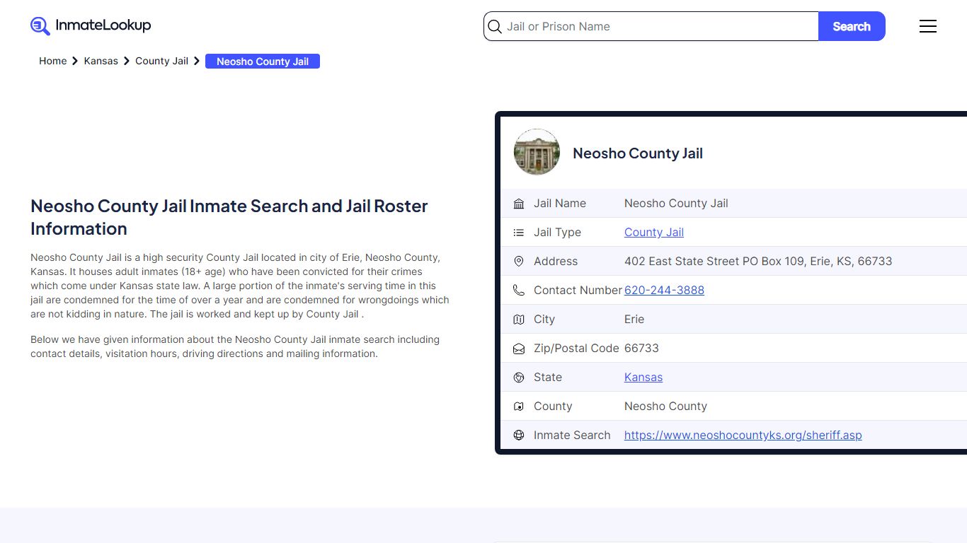 Neosho County Jail Inmate Search and Jail Roster Information